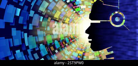 Concetto di intelligenza artificiale come innovazione digitale ai e apprendimento automatico futuristico o tecnologia robotica avanzata come rete neurale o progresso Foto Stock