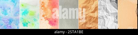 X$collage di diverse trame di carta Foto Stock