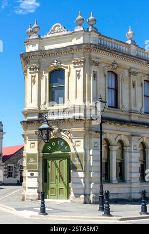 Historic Criterion Hotel (1877) nel distretto vittoriano di Oamaru, Harbour Street, Oamaru (te OHA-a-Maru), Otago Region, South Island, nuova Zelanda Foto Stock
