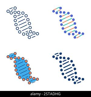 Icona della struttura della molecola del DNA. Acido deossiribonucleico a doppia elica. Illustrazione vettoriale Illustrazione Vettoriale
