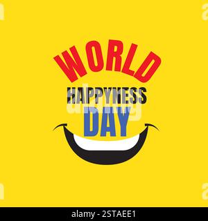 Illustrazione della progettazione di modelli vettoriali della giornata internazionale della felicità Illustrazione Vettoriale