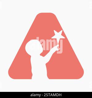 Lettera iniziale Un simbolo Baby and Star per la progettazione del logo Types Illustrazione Vettoriale