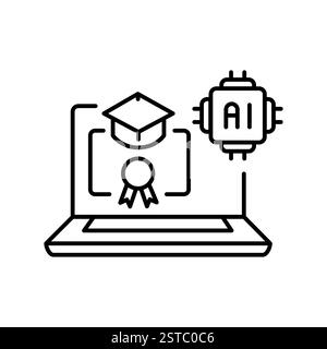 Icona IA nella linea Education. Elemento isolato vettoriale. Traccia modificabile. Illustrazione Vettoriale
