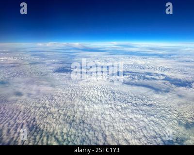 Cloudscape ha visto Froma Holiday jet, No People, Travel concept, background. Copia spazio. Foto Stock