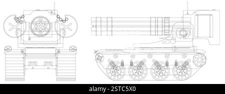 Disegno di un mezzo semovente a heavy machine gun Foto Stock
