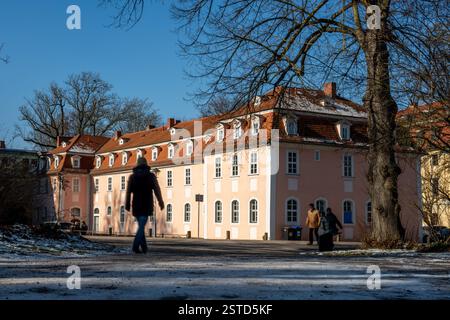 Weimar, Germania. 18 febbraio 2025. Vista esterna della casa della signora von Stein. La città di Weimar tiene una conferenza stampa per informare sul verdetto della corte distrettuale di Erfurt, che concede alla città di Weimar il diritto di riacquistare l'ex casa dell'amica di Goethe Charlotte von Stein (1742-1827). Crediti: Jacob Schröter/dpa/Alamy Live News Foto Stock