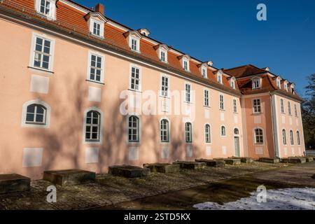 Weimar, Germania. 18 febbraio 2025. Vista esterna della casa della signora von Stein. La città di Weimar tiene una conferenza stampa per informare sul verdetto della corte distrettuale di Erfurt, che concede alla città di Weimar il diritto di riacquistare l'ex casa dell'amica di Goethe Charlotte von Stein (1742-1827). Crediti: Jacob Schröter/dpa/Alamy Live News Foto Stock