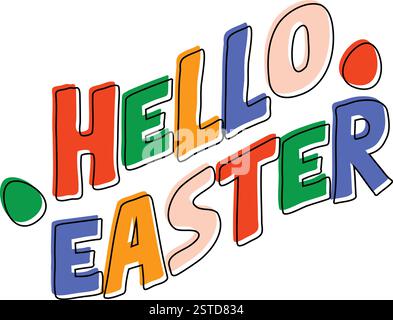 Hello Easter Typography Isolated White background Illustrazione Vettoriale