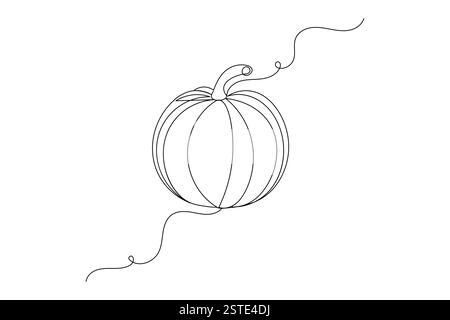 Disegno continuo di zucca a una linea e illustrazione vettoriale di contorno in stile minimalista Illustrazione Vettoriale