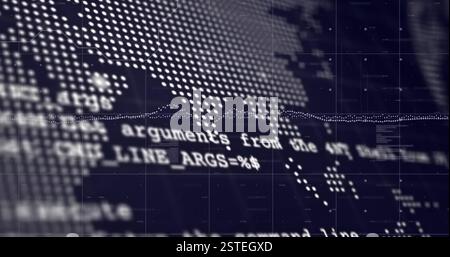 Immagine della mappa del mondo digitale e dei punti dati sul testo del software JP Foto Stock