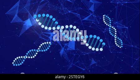 Filamenti di DNA e connessioni di rete, immagine di elaborazione dei dati scientifici Foto Stock