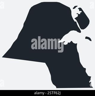 Mappa del Kuwait. Solo una semplice mappa dei confini. La forma del paese. Profilo Kuwait vuoto piatto. Illustrazione del contorno vettoriale. Illustrazione Vettoriale