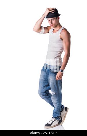 Hip hop dancer che mostra alcuni movimenti Foto Stock