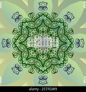 Mandala stilizzata sulla stella verde vettore banner Foto Stock
