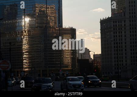Chicago Loop, Illinois, Stati Uniti; City ​​center, centro; Trump International Hotel and Tower frammenta parte dell'edificio; Teil des Gebäudes; frammento Foto Stock