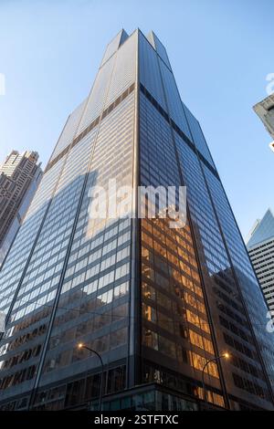 La Sears Tower ora rinominata Willis Tower è l'edificio più alto di Chicago. Foto Stock