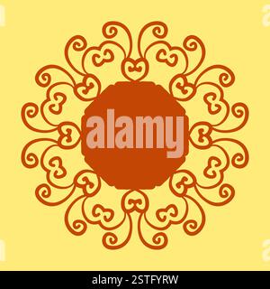 Stampa motivo Mandala su sfondo giallo Foto Stock