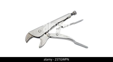 Coppia di pinze di bloccaggio regolabili con blocco a canale, note anche come impugnature Vise o impugnature mole. Si tratta di uno strumento versatile utilizzato per la presa, il serraggio e l'alcool Foto Stock