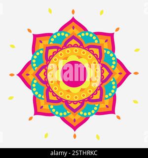 Mandala vivace con decorazioni floreali Illustrazione Vettoriale