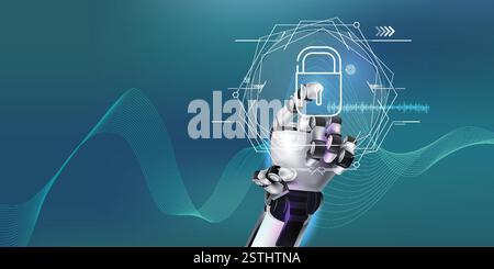 Reti neurali e analisi delle informazioni sicurezza, intelligenza artificiale in azione Illustrazione Vettoriale