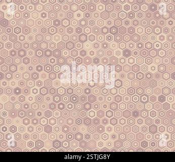 Modello esagonale ribaltabile. Esagoni impilati modello a mosaico. Forme geometriche esagonali. Tavolozza colori a più toni. Motivo senza cuciture. Illustrazione Vettoriale