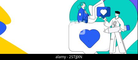 Felice San Valentino concetto vettoriale di carattere piatto immagine business disegnata a mano Illustrazione Vettoriale