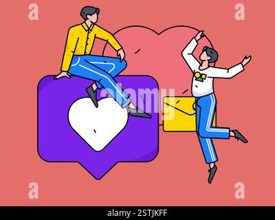 Felice San Valentino concetto vettoriale di carattere piatto immagine business disegnata a mano Illustrazione Vettoriale