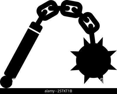 Audace icona vettoriale del flagello medievale, che simboleggia l'antica guerra e le armi dei cavalieri. Illustrazione Vettoriale