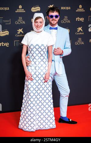 Granada, Spagna. 8 febbraio 2025. La Macarena Gómez y Aldo Comas partecipa al Red carpet del 39° Goya Awards al Palacio de Congresos di Granada, Spa Foto Stock