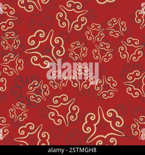 Motivo senza cuciture su rosso. Elementi decorativi vintage. Sfondo disegnato a mano motivi islamici, arabi, indiani, ottomani. Perfetto per Foto Stock