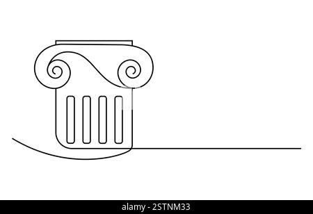 Disegno a linea continua nella colonna greca Illustrazione Vettoriale