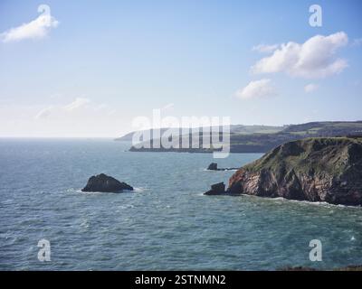 Vista costiera dal promontorio di Berry Head, Brixham, Devon, Inghilterra. Foto Stock