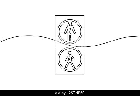 disegno artistico a una linea al semaforo Illustrazione Vettoriale