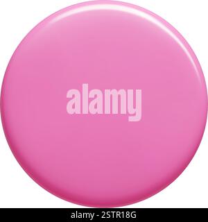 Striscione 3d rosa arrotondato in stile vettoriale con sfumatura uniforme e sfumature lucide. Illustrazione Vettoriale