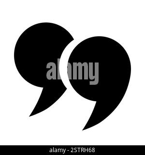 Raccolta di virgolette. Una serie di virgolette circolari nere su sfondo bianco. Illustrazione Vettoriale