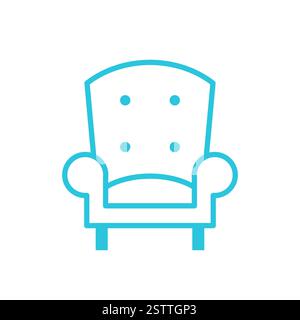 Icona poltrona rilassante. Isolato su bianco. Set di icone blu. Illustrazione Vettoriale