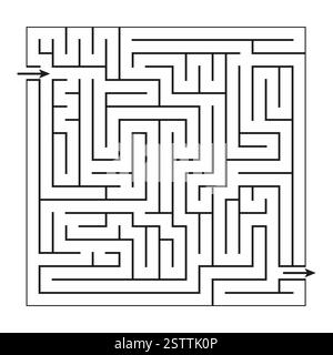 Puzzle con labirinto quadrato. Ripetizione geometrica astratta. Labirinto della linea nera. Forma vettoriale. Illustrazione Vettoriale