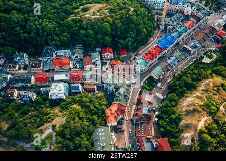 Vista panoramica aerea sulla discesa Andreevsky Foto Stock