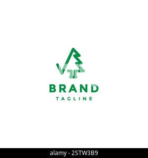Design del logo Pine Line a controllo semplice. Selezionare e l'icona alberi di pino nella progettazione del logo a una linea. Illustrazione Vettoriale