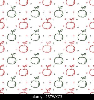 Motivo di mele senza cuciture. Disegno senza cuciture con mele Illustrazione Vettoriale