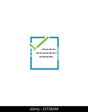 Controllare il logo del documento, il design del logo del documento, l'icona del logo Education Illustrazione Vettoriale