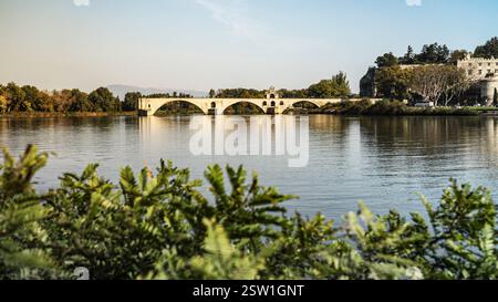 Il ponte è leggendario grazie alla famosa canzone francese Sur le pont d'Avignone, che descrive le persone che ballano sul ponte, anche se storicamente, loro Foto Stock