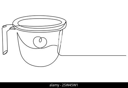 Tazza in plastica disegno continuo su una linea, tazza doccia disegno su una linea Illustrazione Vettoriale