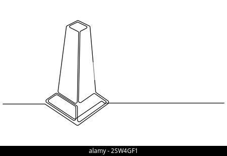 Illustrazione vettoriale a linea continua cono stradale, illustrazione vettoriale a una linea continua, segnale di sicurezza cono stradale Illustrazione Vettoriale