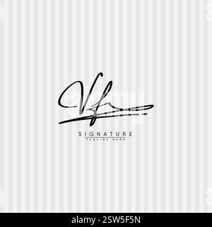 Logo Simple Signature per Alphabet VF - firma scritta a mano per la fotografia e il business della moda Illustrazione Vettoriale