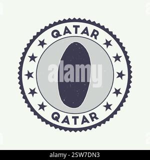 Emblema del Qatar. Francobollo rotondo paese con la forma del Qatar, isolini e testo rotondo. Distintivo accattivante. Eccellente illustrazione vettoriale. Illustrazione Vettoriale