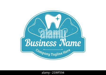Logo Blue retro dentista o odontoiatria Illustrazione Vettoriale