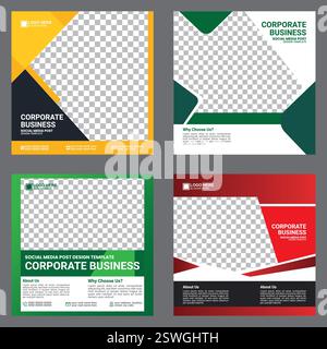 Set di modelli di post sui social media di Modern Digital Marketing Agency Illustrazione Vettoriale