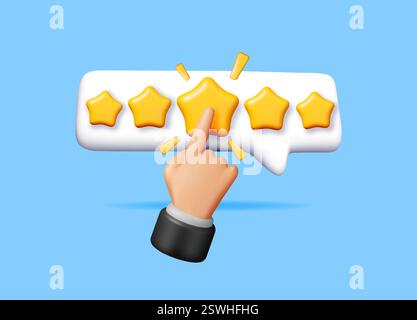 Bolla e mano colorate a forma di stella in 3D. Illustrazione Vettoriale