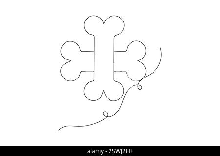 Immagine a linea singola continua con osso cilindrico e illustrazione vettoriale con contorno isolato Illustrazione Vettoriale